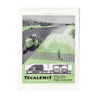 Affiche vintage années 30 Técalémit Agricole 30x40cm