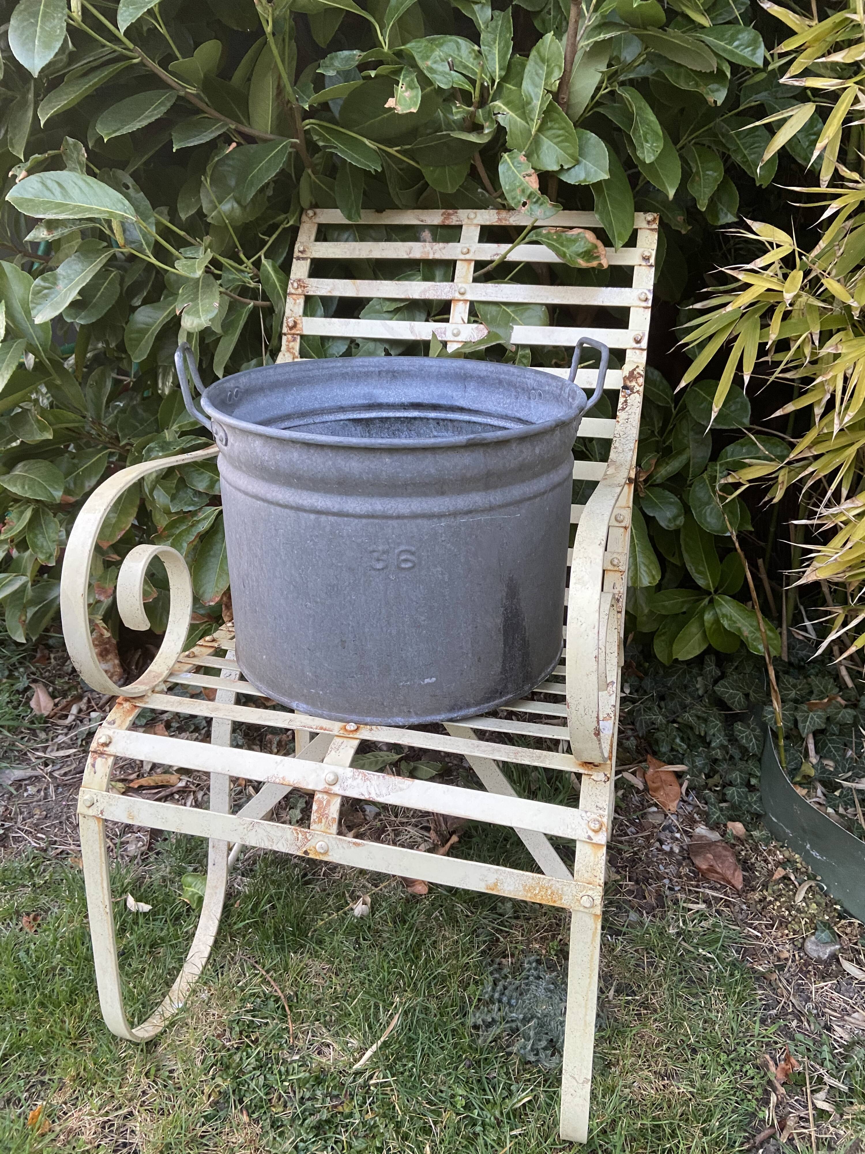 Bassine galvanisé zinc baignoire vintage