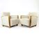 Set Of Two Art Deco Armchairs In Walnut And Fabric, Czechoslovakia 1930s