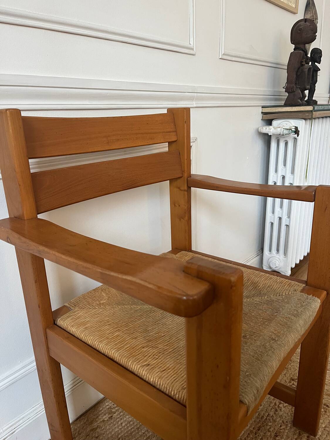 Armchair in elm and straw Maison Regain