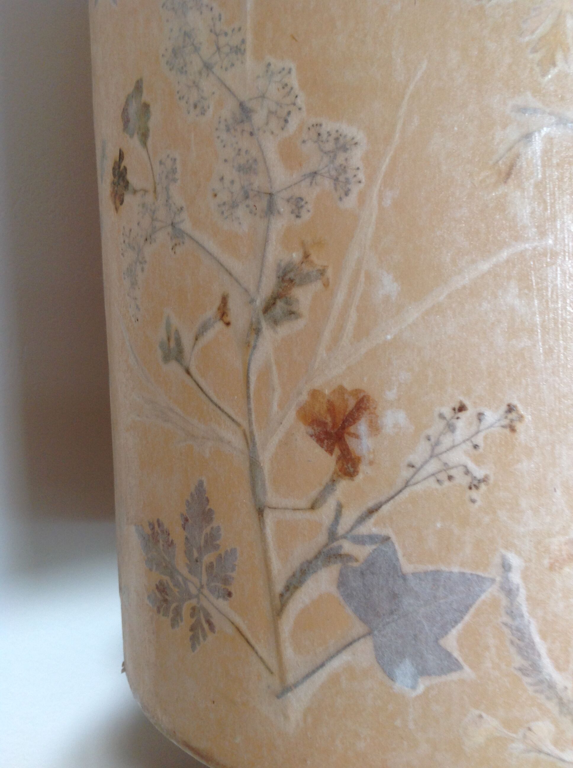 Ceramic floor lamp with a fat lava finish and herbarium shade / vintage 1960s-70s