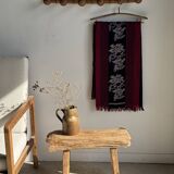 Large vintage wooden coat rack with 6 bamboo effect hooks L79