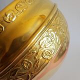 Ancien cache pot laiton frise florale vintage