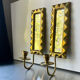 Pair of art deco vintage brass wall candle holders sconces