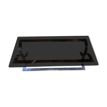 Table basse en métal chromé et verre fumé 1970