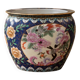 Large Chinese cache-pot in polychrome porcelain – flowers and birds – Ø33 cm