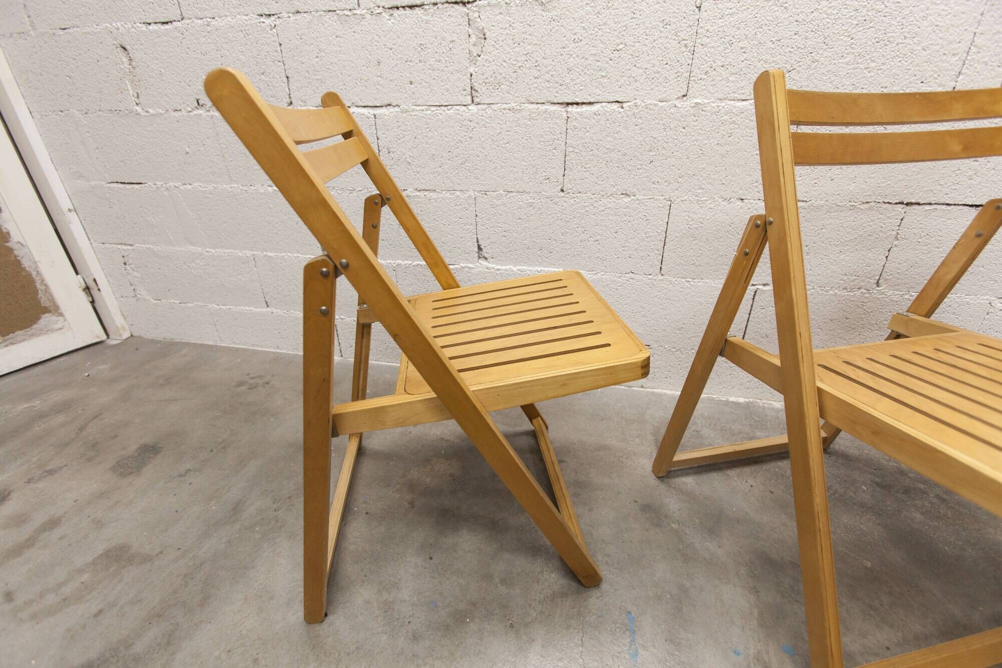 Paire de chaises pliantes Ikea 1970 couleur miel