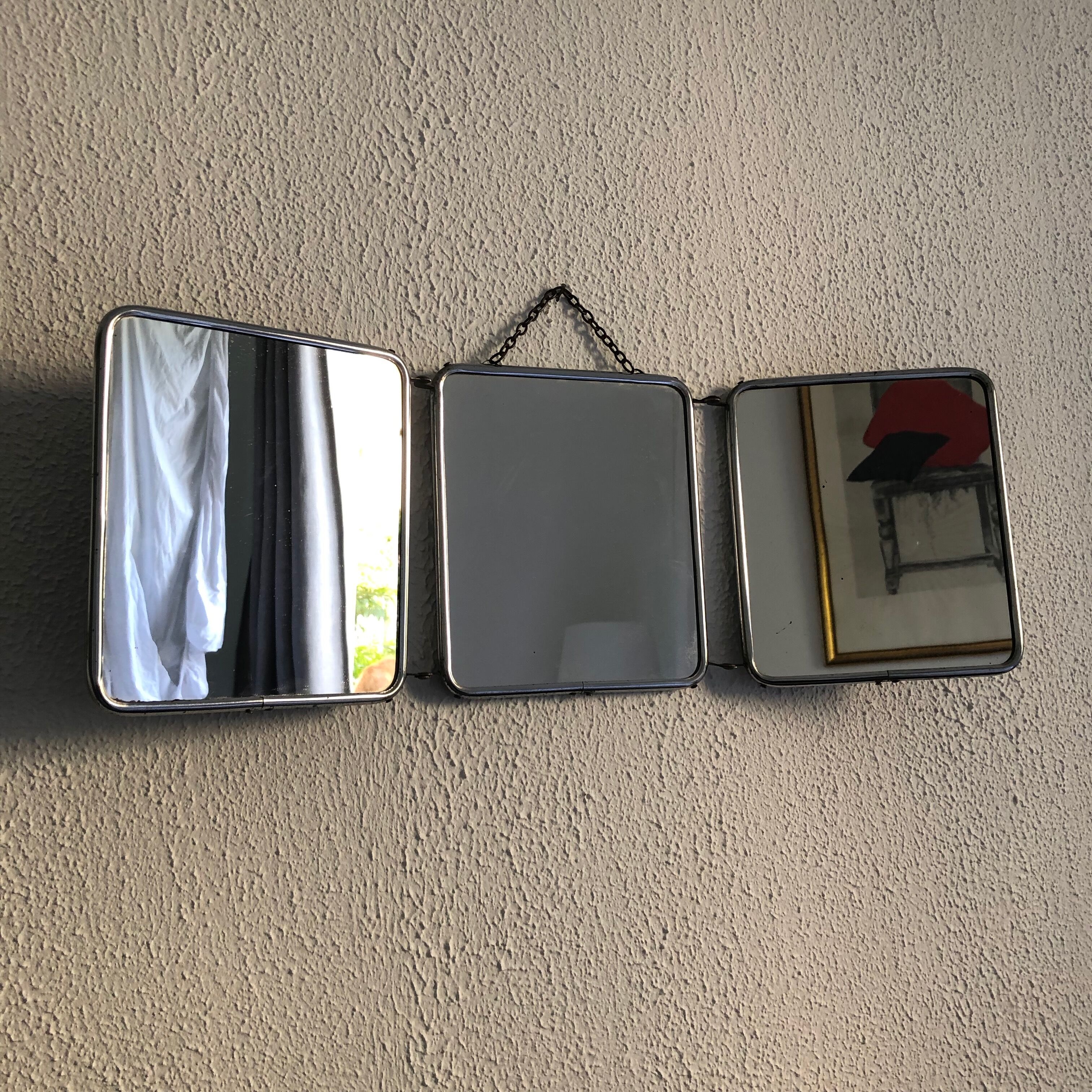 Vintage barber triptych mirror 1950 - 20 x 57 cm