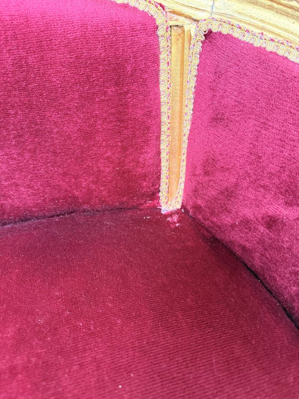 Louis XVI gilt wood and red velvet armchair