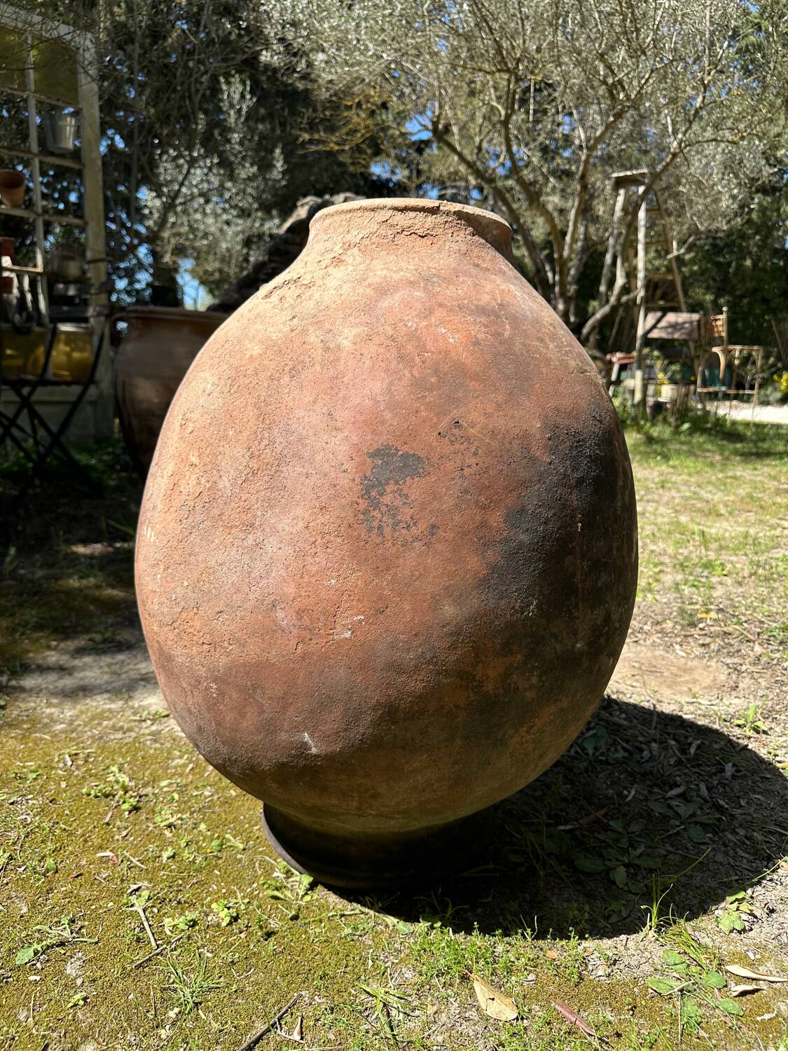 Ancient terracotta pottery jar from the 19th century.