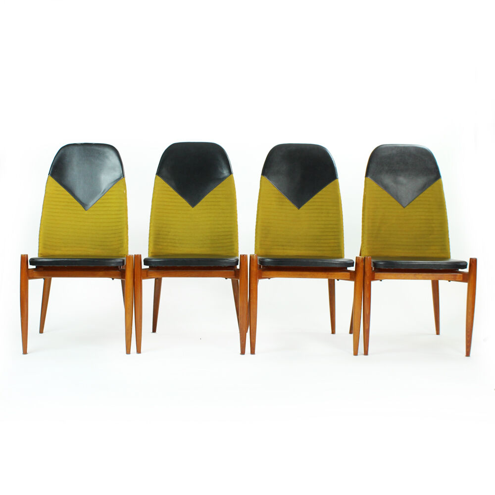 Tall Dining Chairs in Teak Wood, Czechoslovakia circa 1970