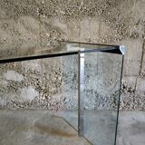 Glass and chrome design desk by Gallotti and Radice 1970