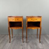 Pair of marquetry bedside tables, 20th century