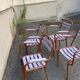 4 Chaises style tolix vintage -en métal et bois. 1950s. Vintage français. - jolie patine - intérieur ou extérieur couvert - peinture