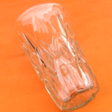 Vase de style art déco  verre moulé transparent / décor géométrique