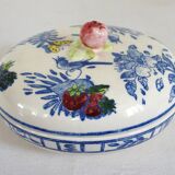 Gien earthenware candy box, vintage Blue Bird model