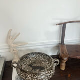 Footed bowl fat lava rock decor 1970