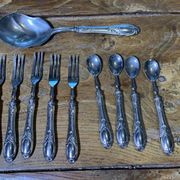Dessert cutlery service consisting of 11 pieces hallmark 800 worked old and collector