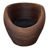 Organic Rattan Lounge Chair Attributed to Gabriella Crespi