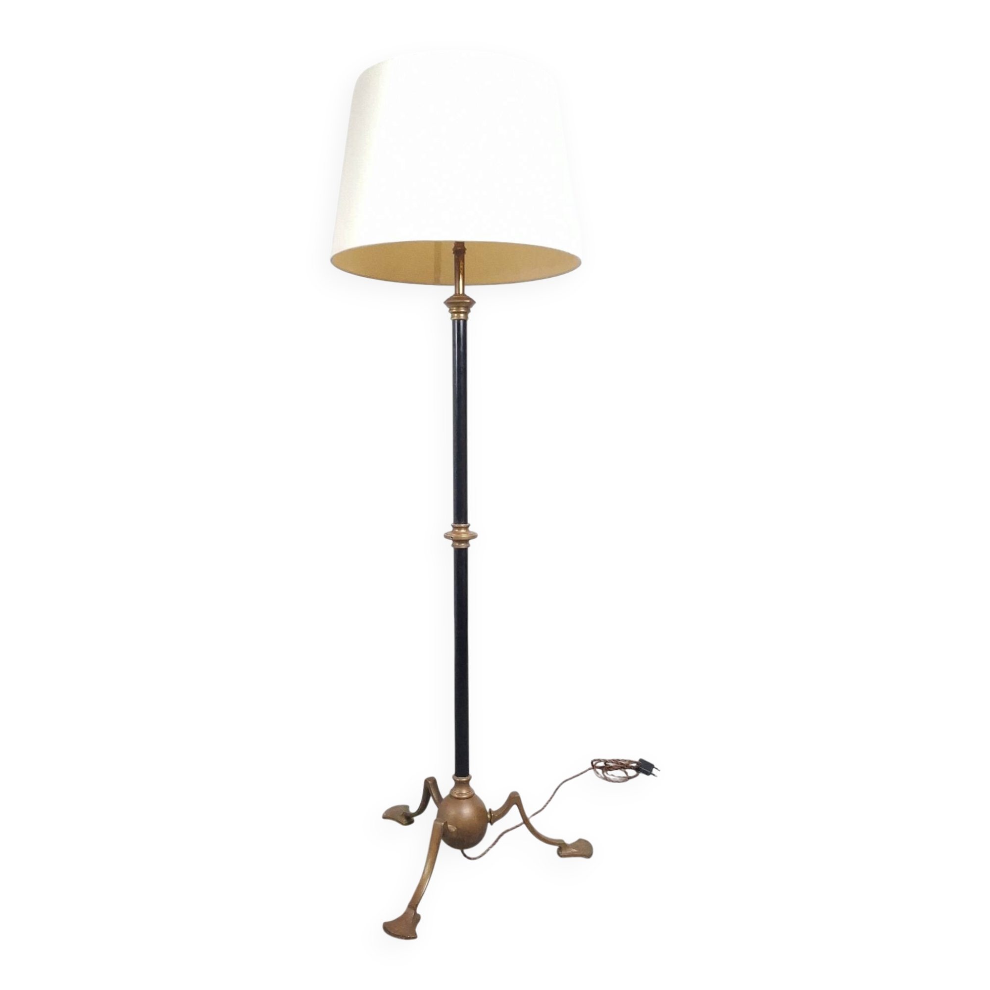 Lampadaire Art and Craft trépied en bronze.