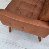 1970s, 3-seater Danish sofa, brown furniture leather with patina.