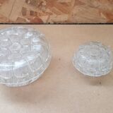 Pair old vase pique flowers molded glass made in france vintage