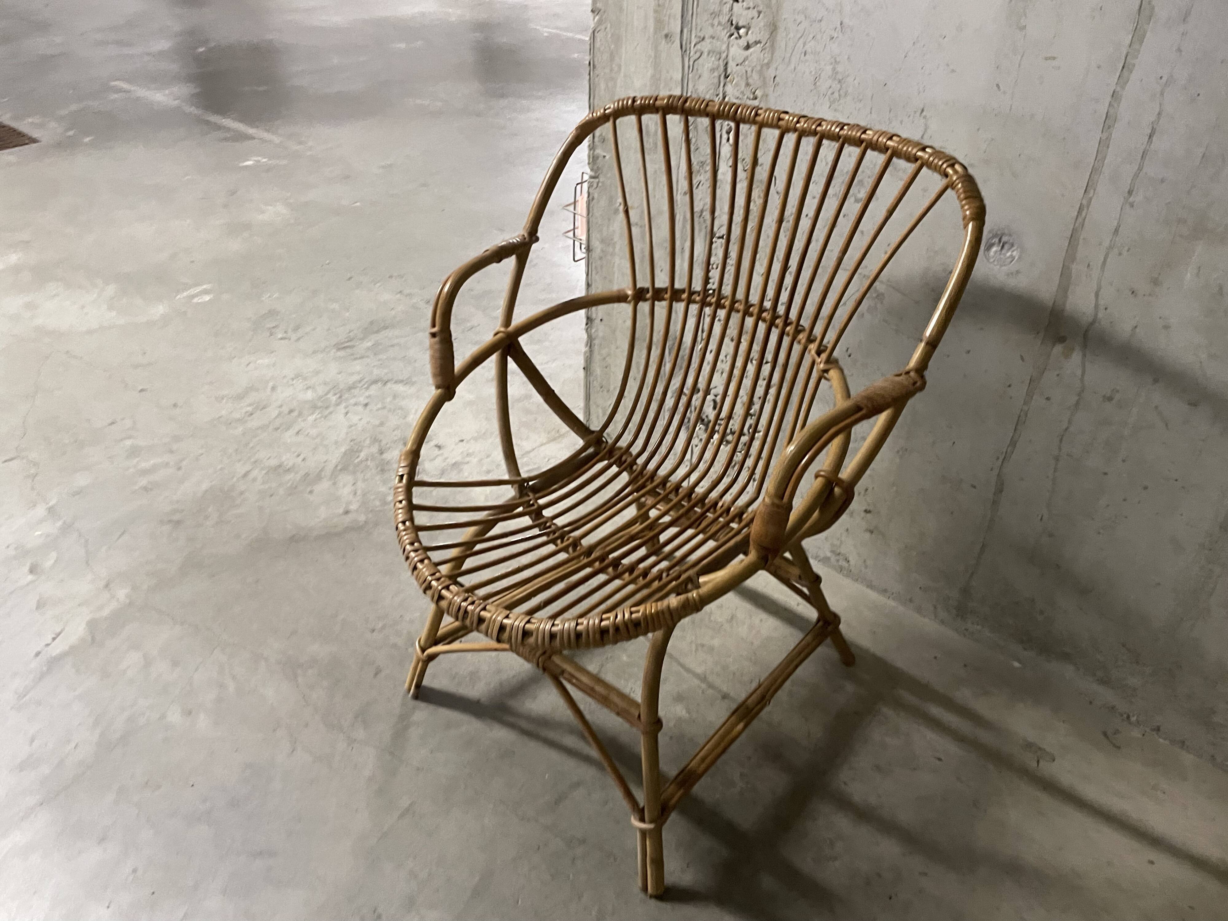 Fauteuil en rotin années 60