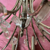 Lustre métal chome et pampilles 12 feux 1970