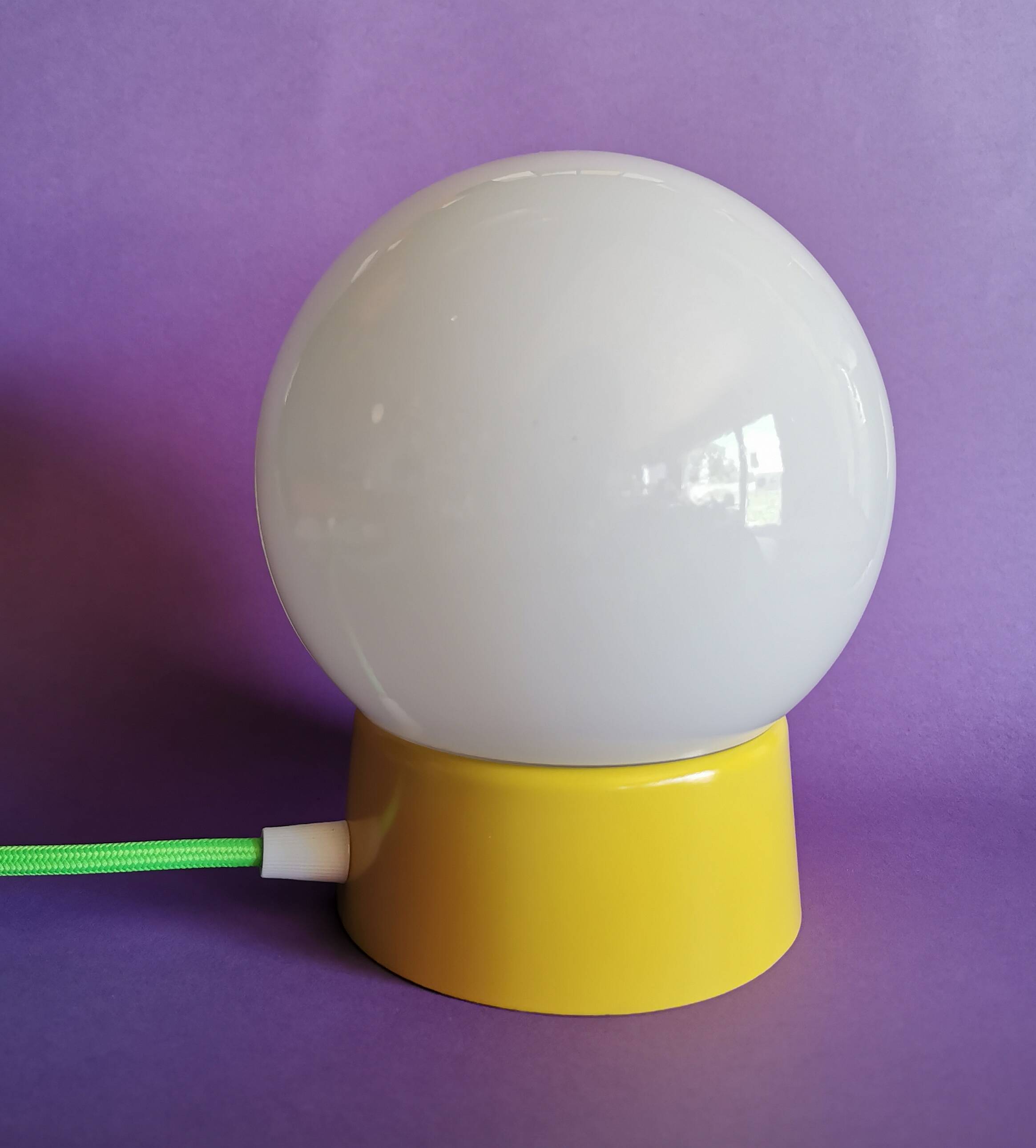 Vintage white opaline living room bedside desk lamp "Yellow"