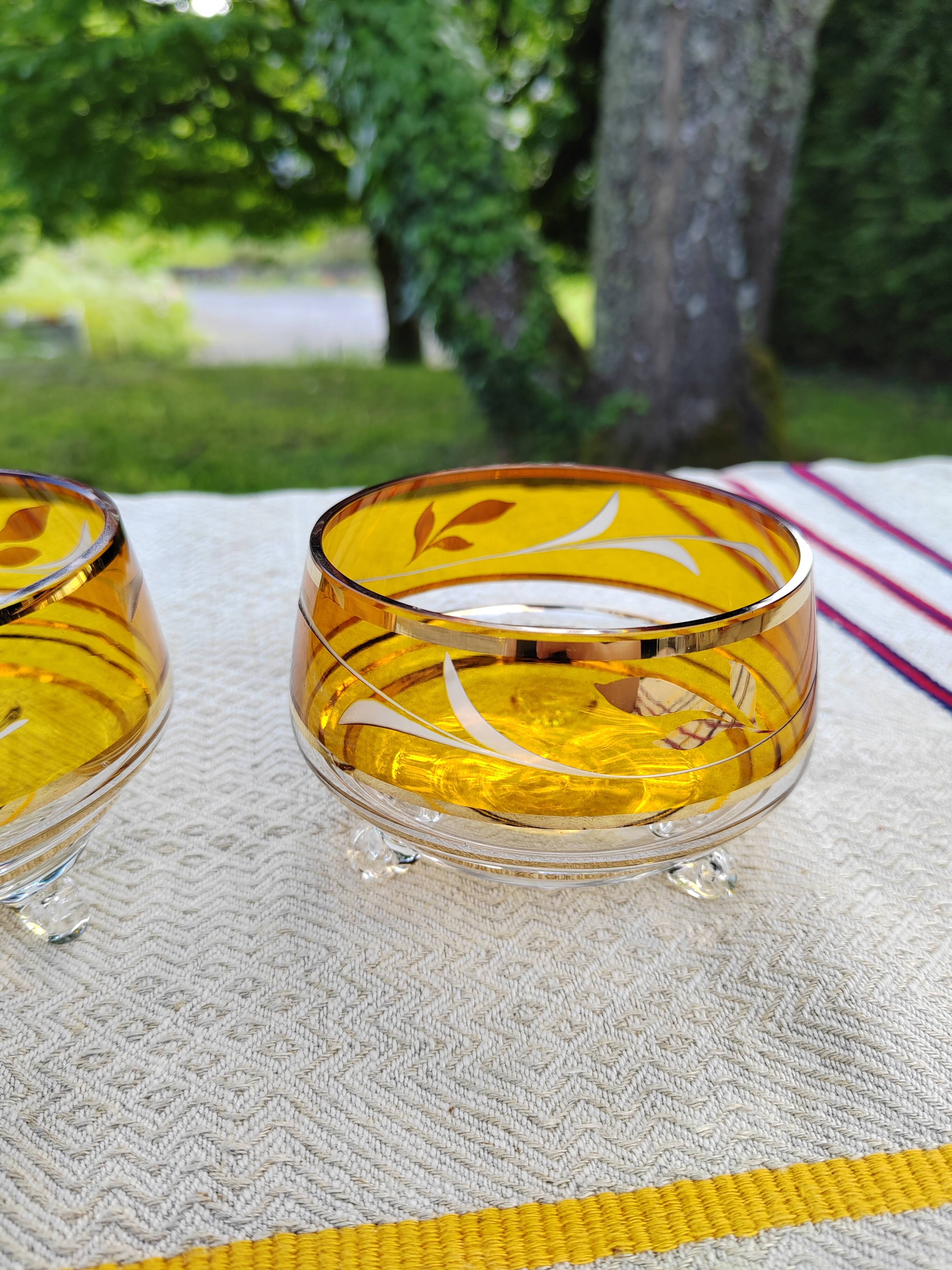 Pair of crystal stemmed bowls