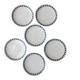 Vintage Thomas Germany flat plates, geometric blue rosette design.