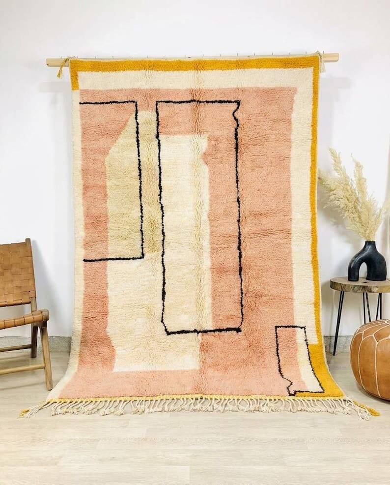 Berber carpet - Beni Ourain carpet - traditional colourful size 2/3 m
