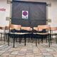 🪑 Set of 18 vintage wood and metal chairs – fabric seat
