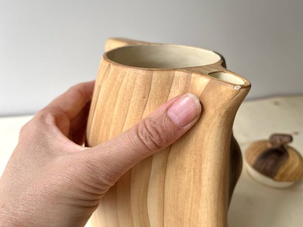 Cafetière + sucrier faux bois Grandjean Jourdan Vallauris vintage