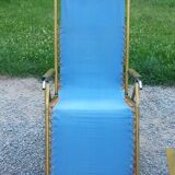 Set of 3 vintage lafuma sun loungers canvas and tubes + table