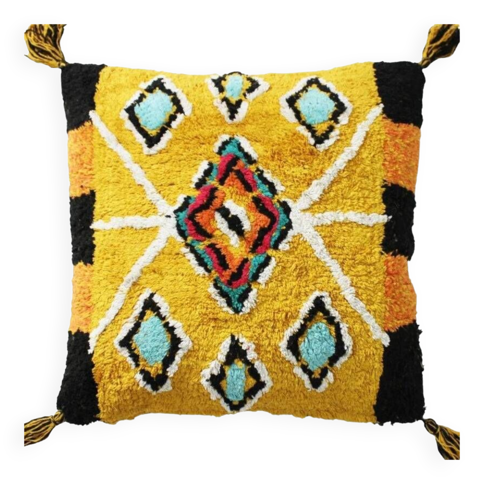 Yellow Berber-inspired cushion 45x45 cm