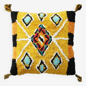 Coussin inspiration berbère jaune 45x45 cm