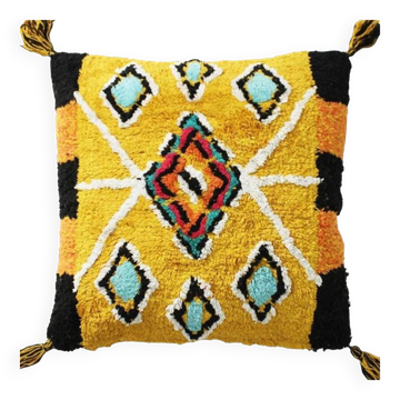 Coussin inspiration berbère jaune 45x45 cm