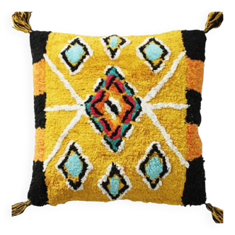 Coussin inspiration berbère jaune 45x45 cm