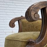 1960s, Danish highback armchair, furniture wool, solid oak wood.