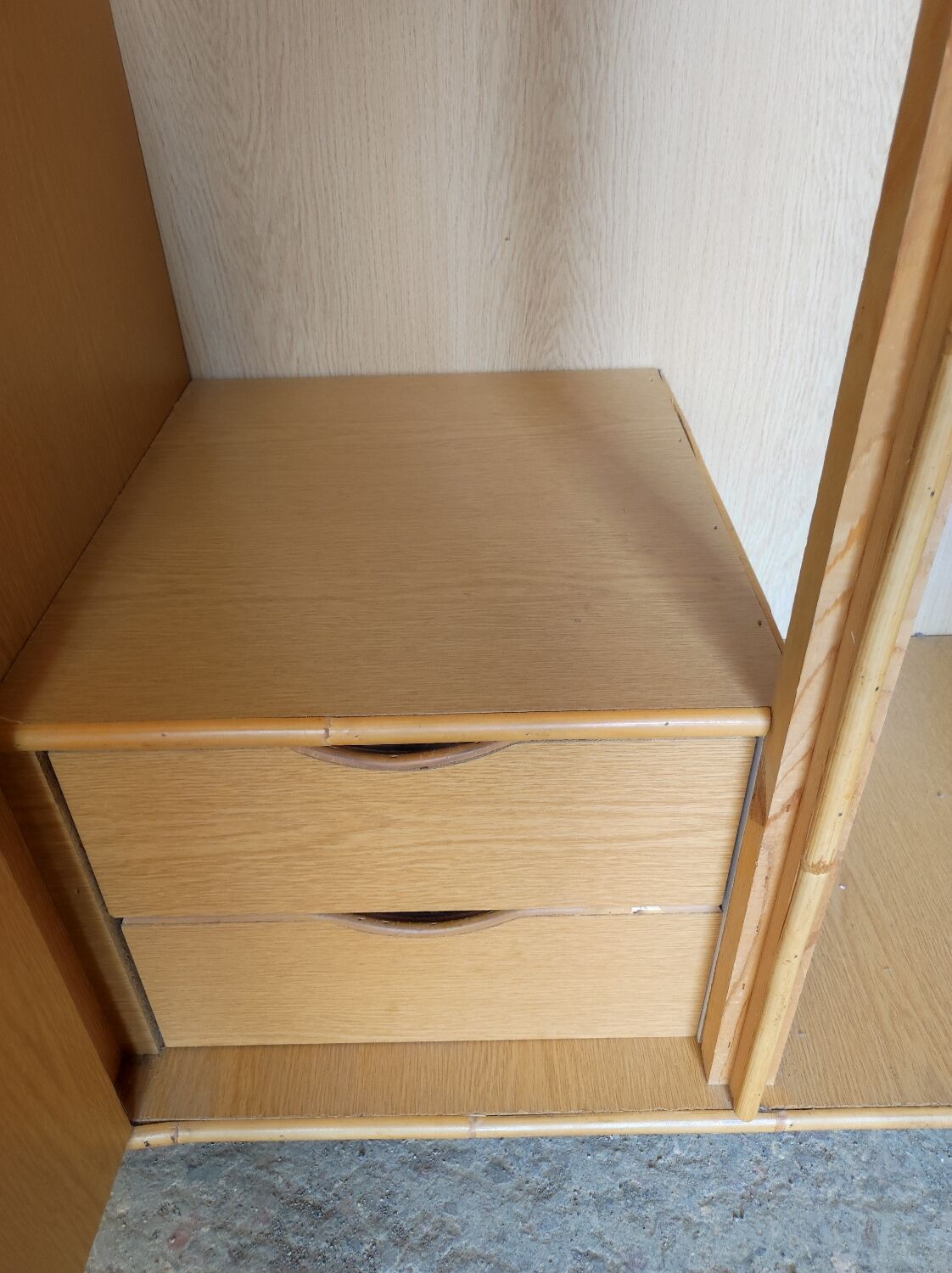 Two-door wicker and bamboo wardrobe