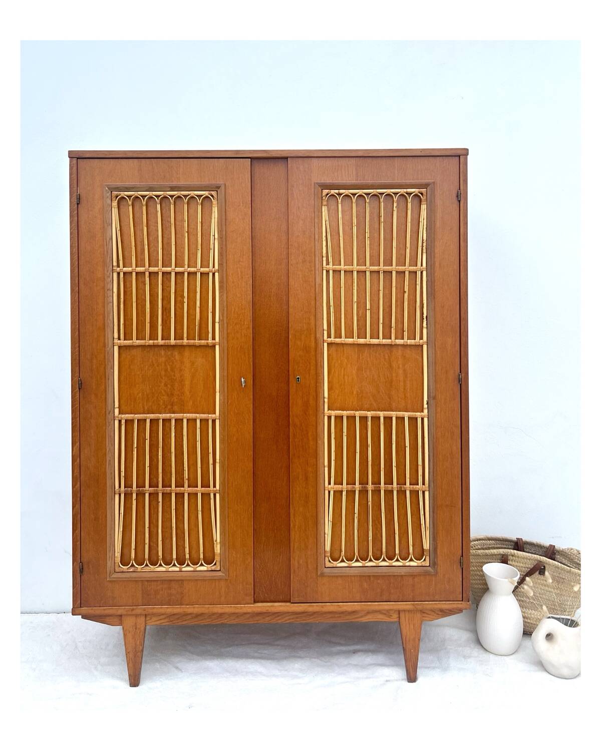 Vintage rattan cabinet