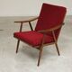 Pair of burgundy boomerang armchairs Antonin Suman Ton Bystrice (Thonet)