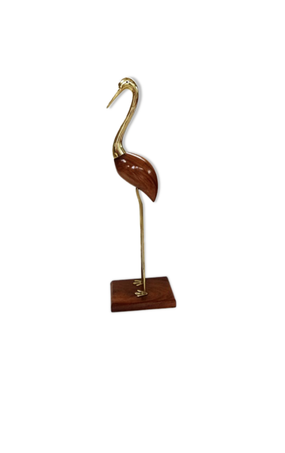 Blue heron of the 60s-70s in brass and rosewood and teak