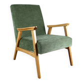 Fauteuil classique en bois clair structurel vert olive