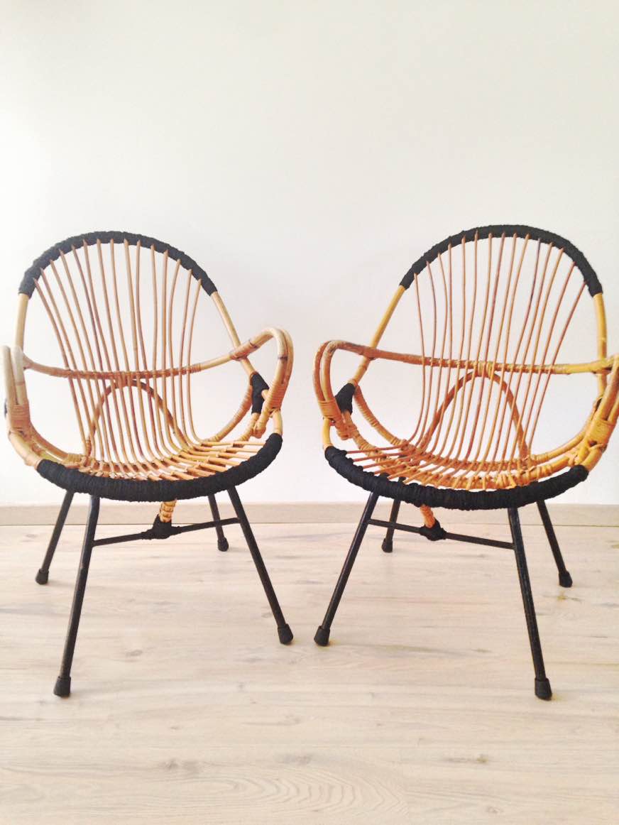 Two rattan chairs