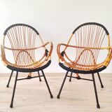 Two rattan chairs