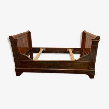 Louis Philippe-style old roller boat bed with box spring and mattress