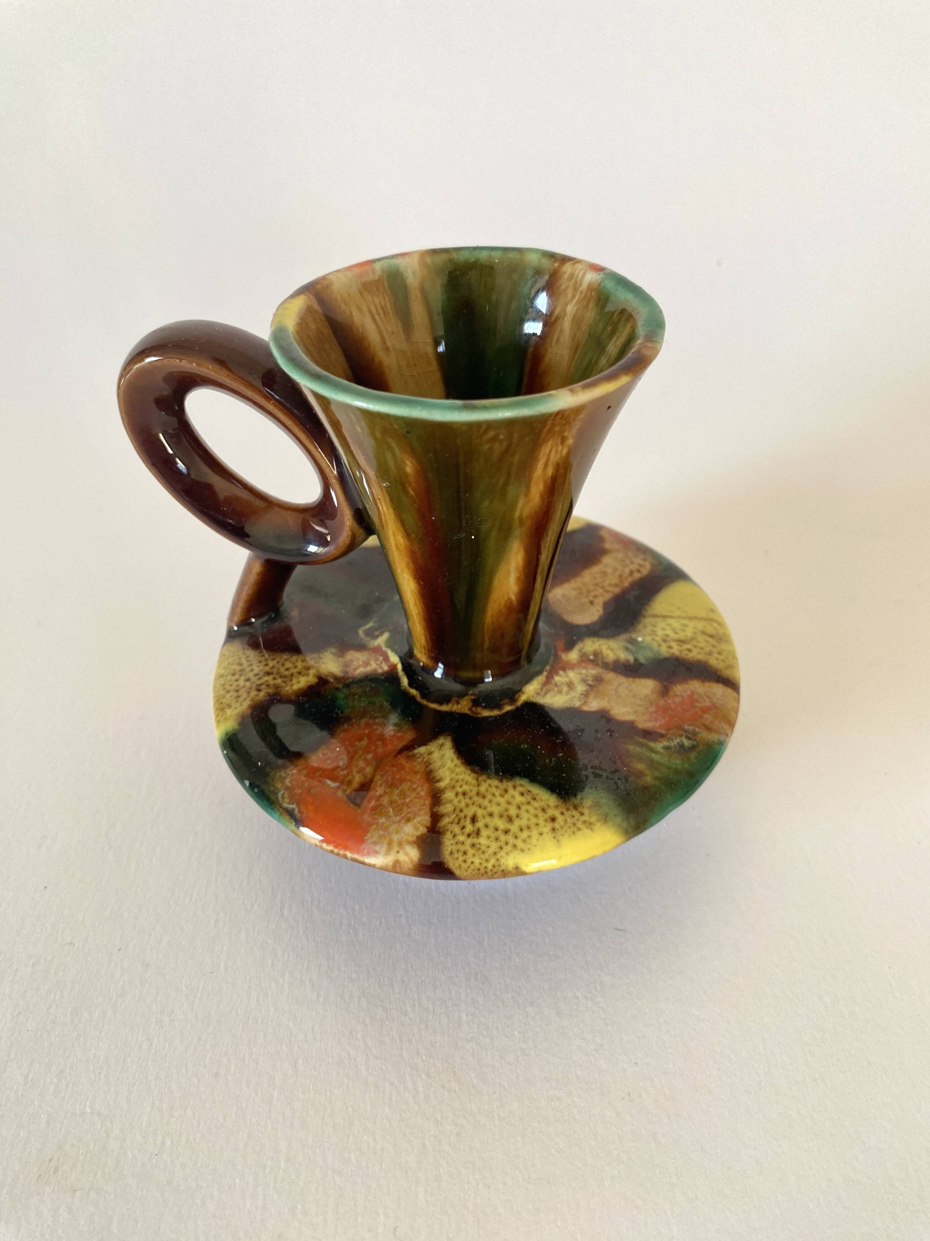 70s ceramic candle holder