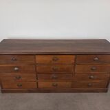 Banque de magasin à tiroirs en chêne